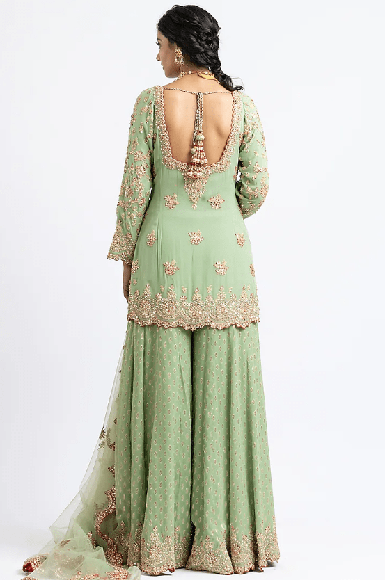Jade Green Georgette Sharara Set - Image 2