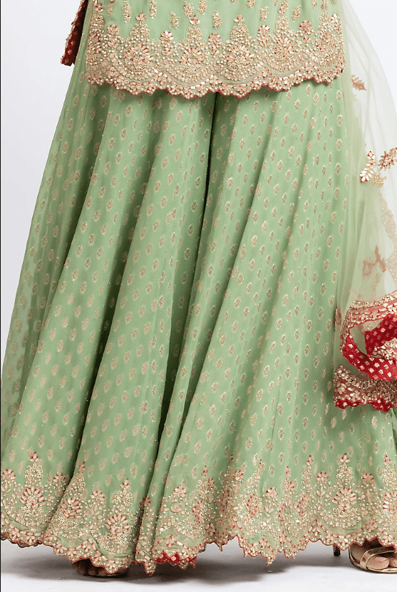 Jade Green Georgette Sharara Set - Image 3