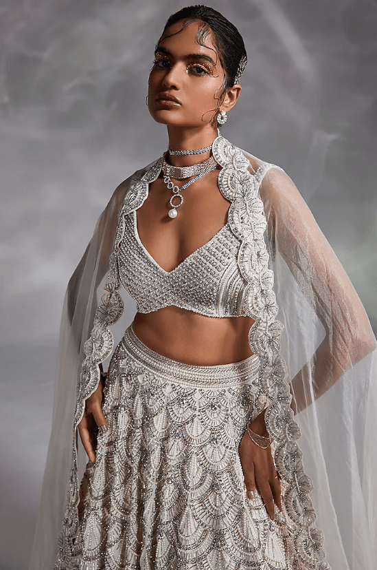 Off-White Embellished Lehenga Set - Image 3