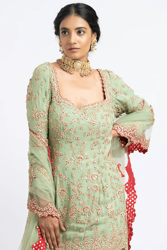 Jade Green Georgette Sharara Set - Image 4