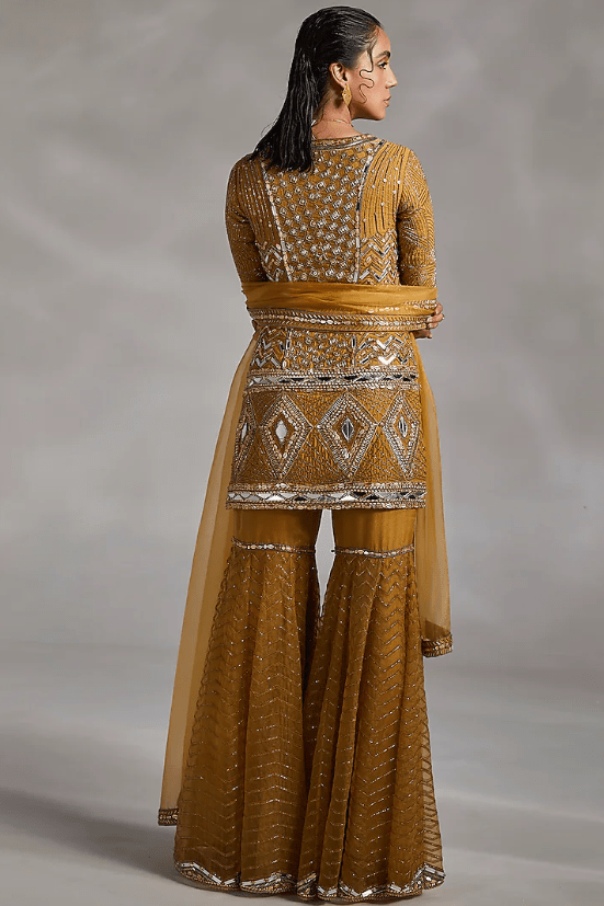 Ecru Olive Embroidered Sharara Set - Image 2