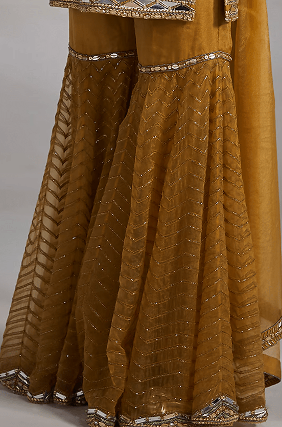 Ecru Olive Embroidered Sharara Set - Image 4