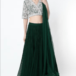 Emerald Green Chiffon Lehenga Set