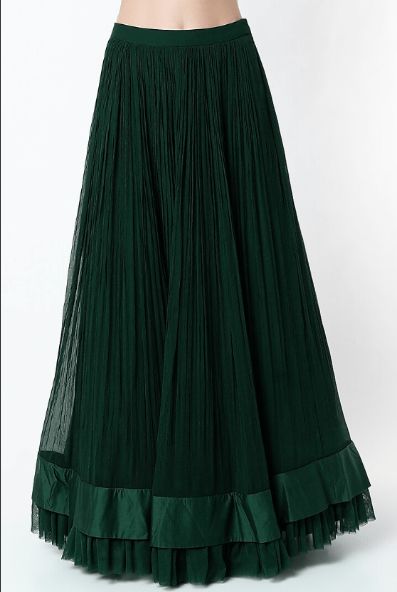 Emerald Green Chiffon Lehenga Set - Image 3