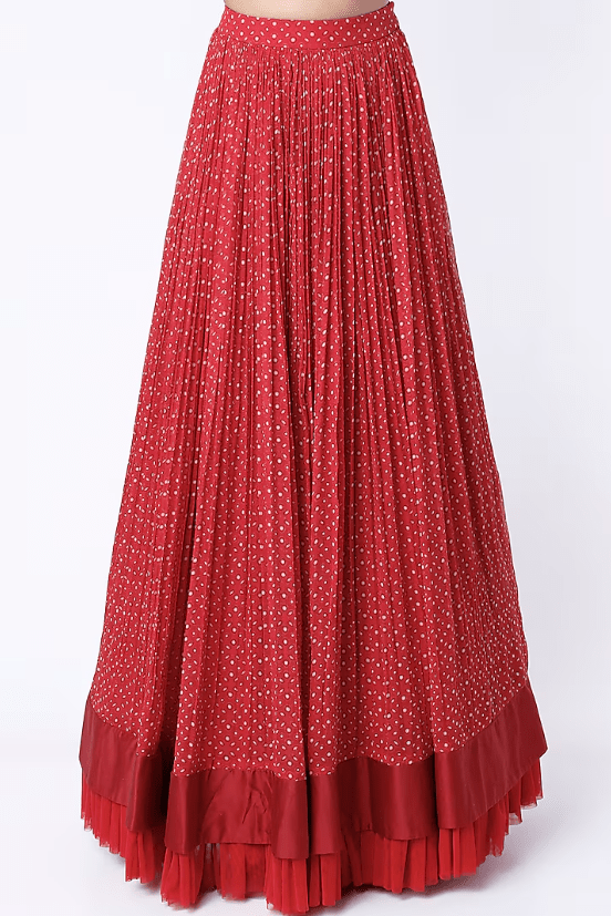 Red Chiffon Lehenga Set - Image 4