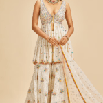 Off-White Georgette Embroidered Gharara Set