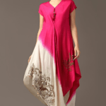 Pink & Off-White Silk Ombre High-Low Dress