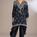 Blue Georgette Hand & Machine Embroidered Kaftan Set