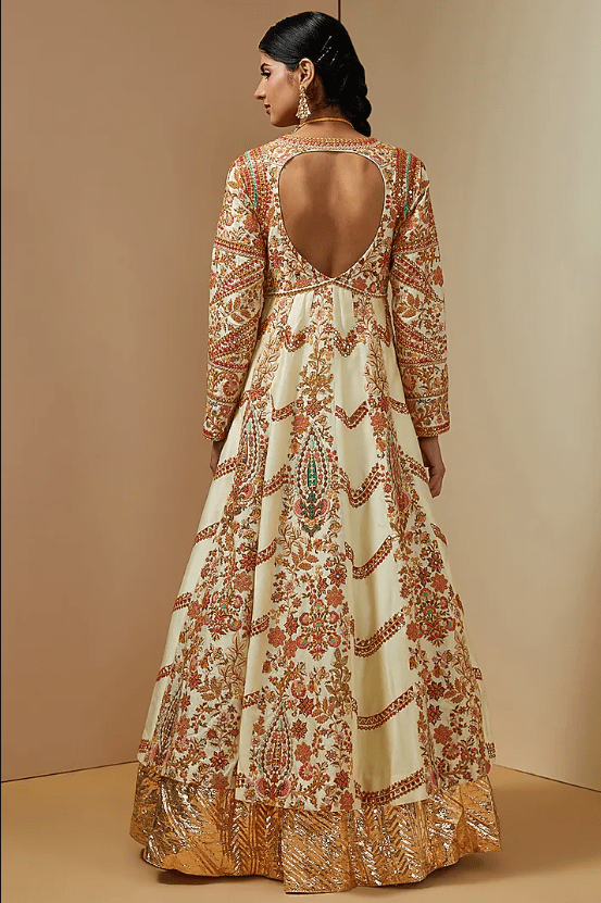 Ivory Chanderi Kalidar Anarkali Set - Image 2
