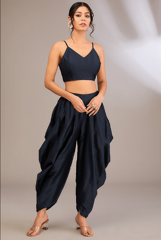 Blue Georgette Hand & Machine Embroidered Kaftan Set - Image 3