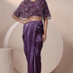 Purple Organza & Glitz Satin Dhoti Set