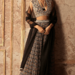 Black Embroidered & Printed Skirt Set