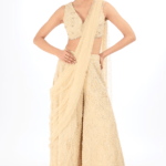 Peach Organza Sharara Saree Set