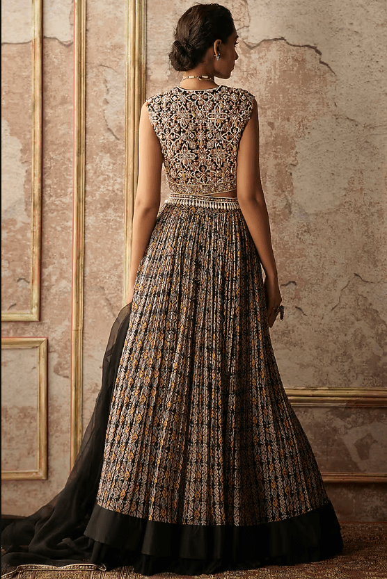 Black Embroidered & Printed Skirt Set - Image 2