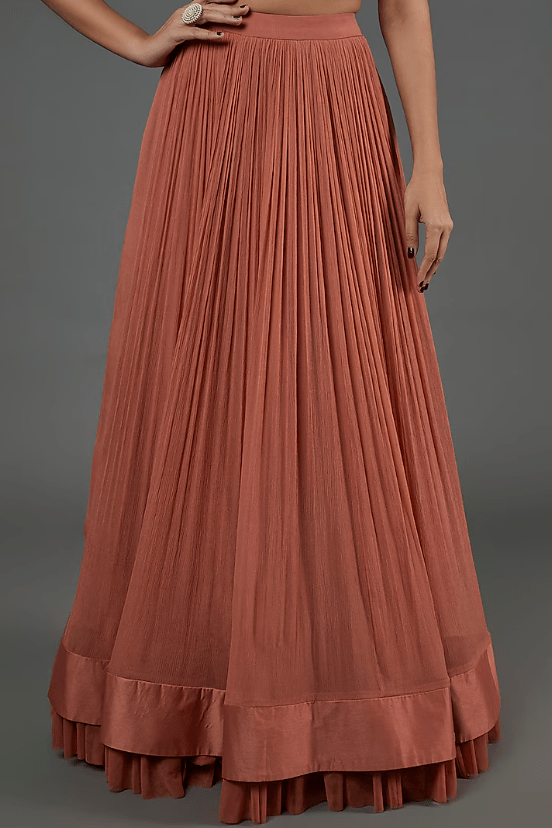 Peach Chiffon Lehenga Set - Image 3