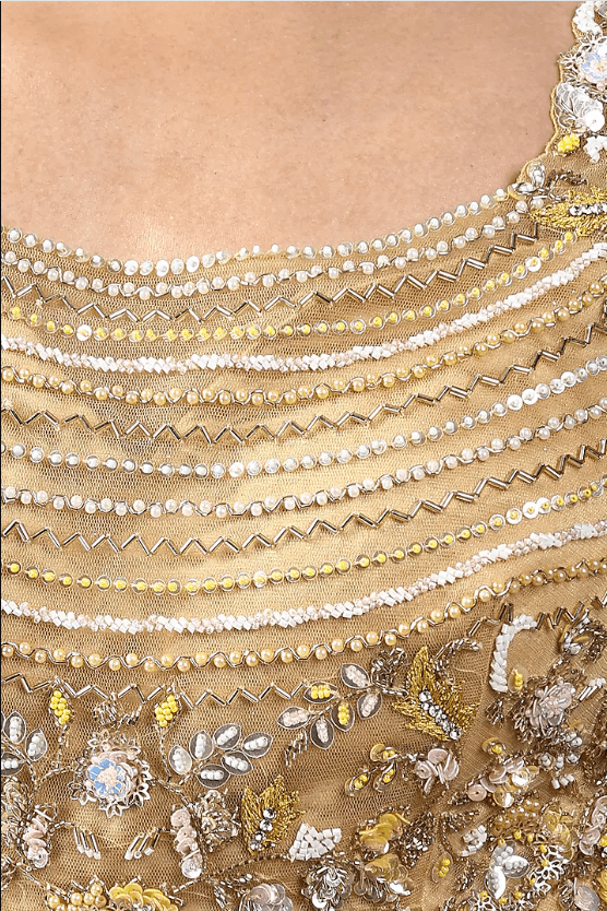 Yellow Organza Embellished Saree Set - Image 4