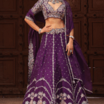 Purple Raw Silk Resham & Zardosi Embroidered Lehenga Set