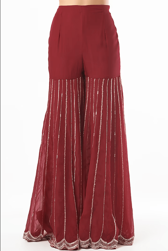 Red Diamond Embroidered Kurta Set - Image 3