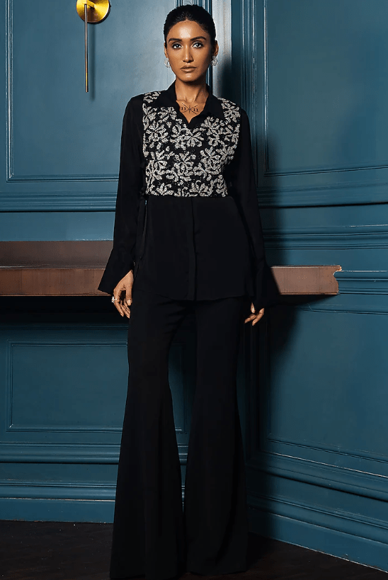Black Georgette Pant Set