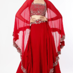Red Viscose Organza Lehenga Set