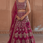 Raspberry Pink Lehenga Set With Hand Embroidery