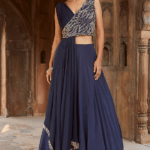 Medieval Blue Hand Embroidered Lehenga Set