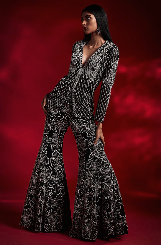 Blazer Net Hand Embroidered Blazer Set