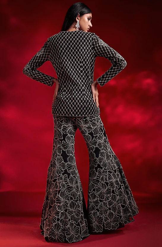 Blazer Net Hand Embroidered Blazer Set - Image 2