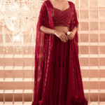 Maroon Hand Embroidered Skirt Set