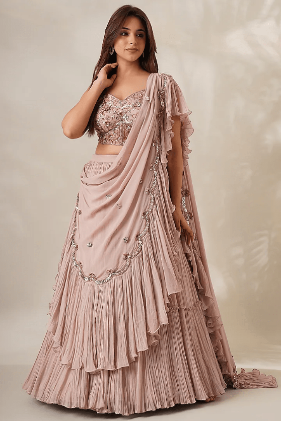 Champagne Georgette Lehenga Set
