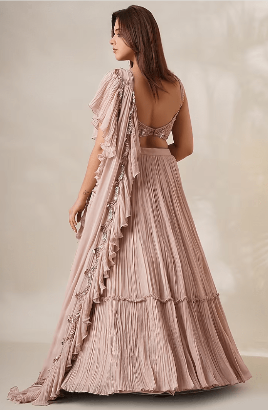 Champagne Georgette Lehenga Set - Image 2