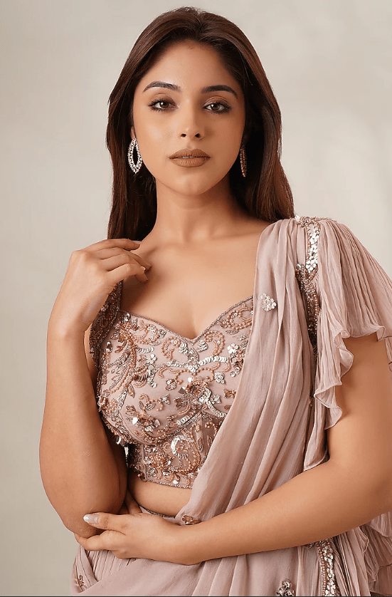 Champagne Georgette Lehenga Set - Image 4