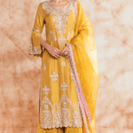 Yellow Silk Embroidered Sharara Set