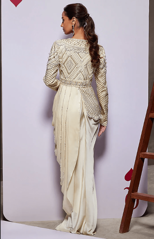 Ivory Heavy Satin Skirt Set - Image 2