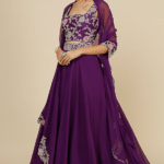 Purple Embroidered Jacket Lehenga Set