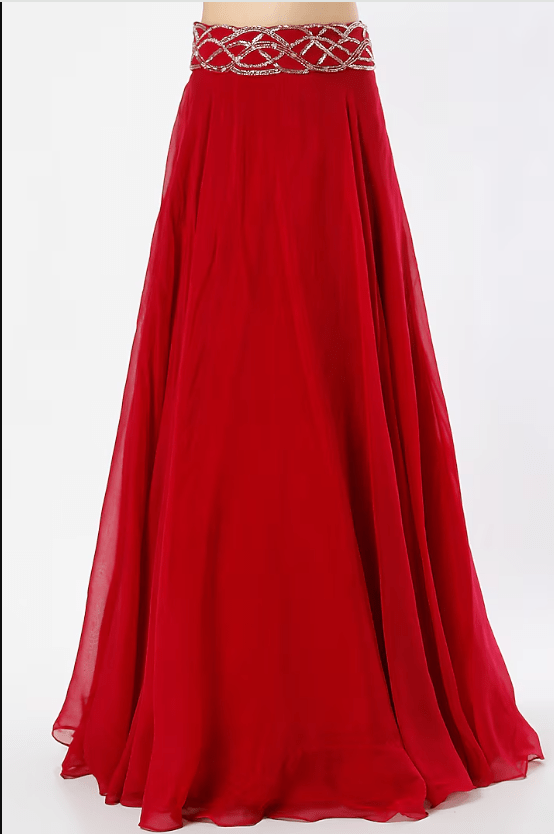 Red Viscose Organza Lehenga Set - Image 3