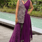 Purple Organza Sharara Set