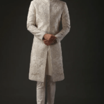 Ivory Silk Embroidered Sherwani