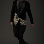 Black Silk Embroidered Tuxedo Jacket