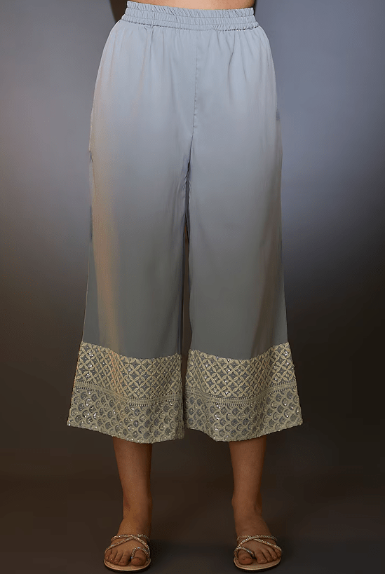 Powder Blue Georgette Sequin Embroidered Kurta Set - Image 3