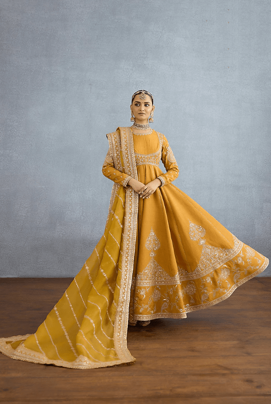 Ochre Jeni Silk Embroidered Anarkali Set - Image 5