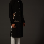Black Matka Silk Floral Embroidered Bundi Jacket