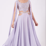 Lilac Hand Embroidered Handcrafted Cut-Out Gown