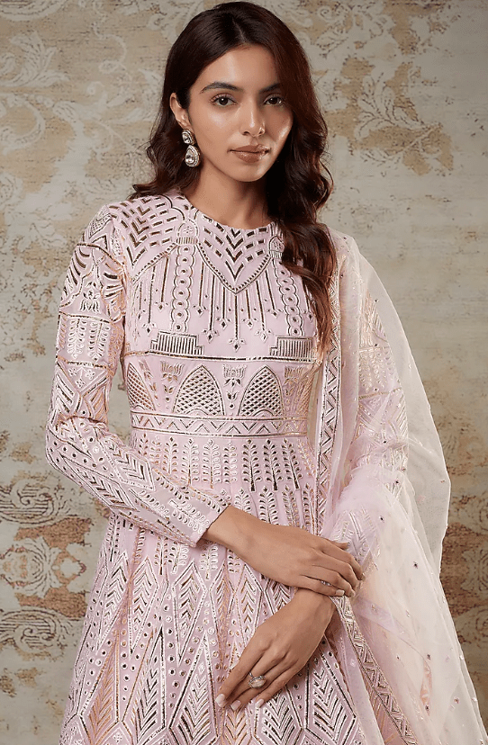 Pink Georgette Embroidered Anarkali Set - Image 3
