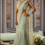 Celestial Silver Grey Georgette Bead & Sequins Embroidered Lehenga Set