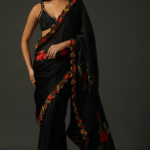 Black Organza Embroidered Saree Set