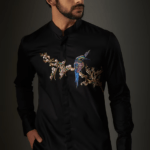 Black Poplin Thread Embroidered Shirt