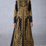Black Muslin Silk Embroidered Jacket Dress