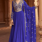 Purple Crepe Sequins Embroidered Anarkali Set