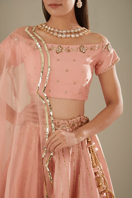 Blush Pink Embroidered Lehenga Set - Image 4